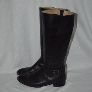 Sz 38 8 Fatto A Mano Black Leather Full Inside Zip Flat Riding Boots
